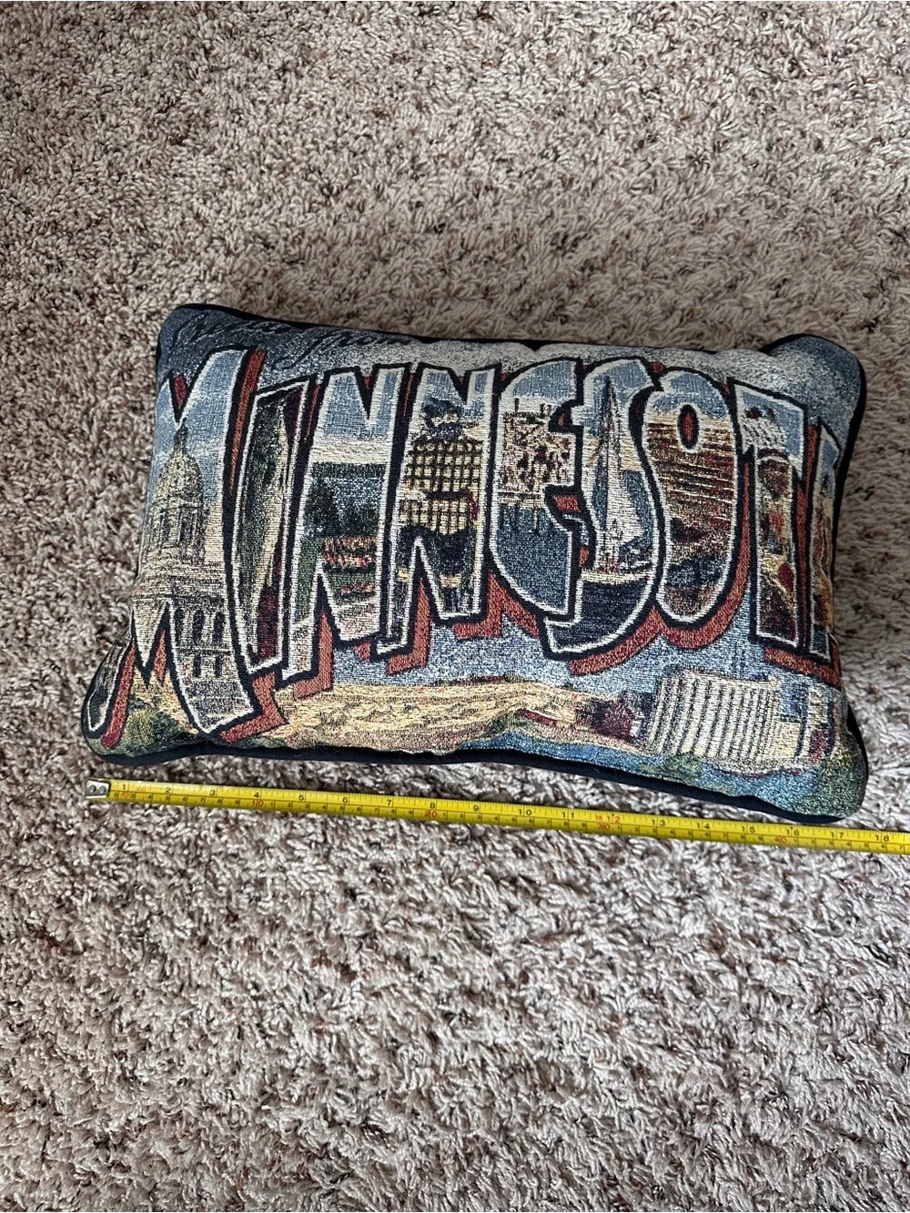 Greetings From Minnesota Tapestry Throw Pillow Gift Home Accent Country Retro
